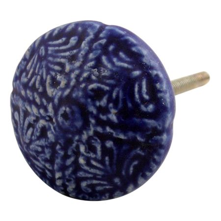 Navy Blue Floral Ceramic cabinet Knob